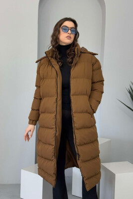 LONG WOMEN PUFFER JACKET BROWN/KAFE 