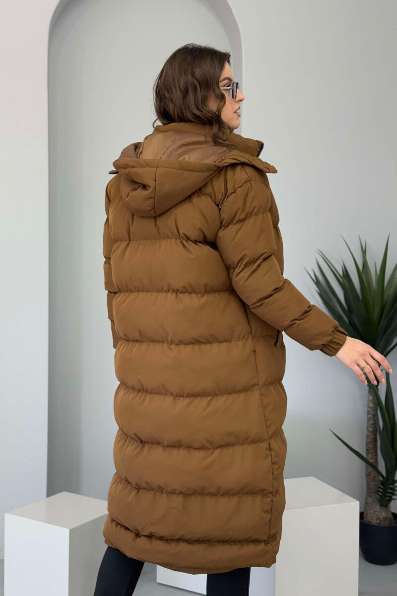 LONG WOMEN PUFFER JACKET BROWN/KAFE - 2