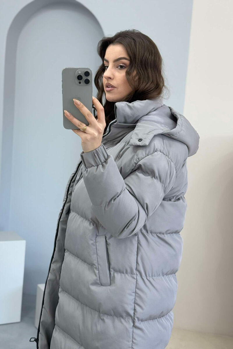 LONG WOMEN PUFFER JACKET GREY/GRI - 4