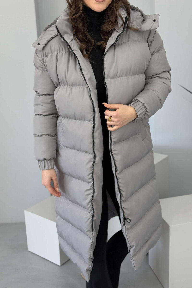 LONG WOMEN PUFFER JACKET GREY/GRI - 8