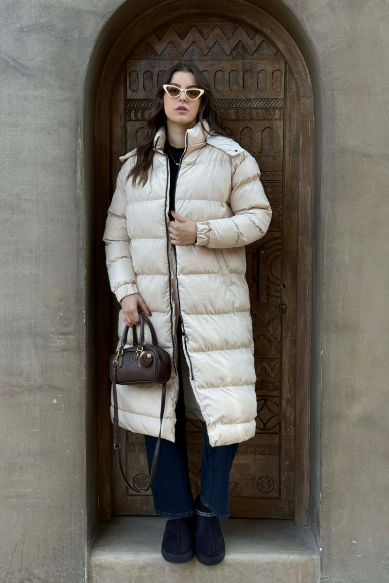 LONG WOMEN PUFFER JACKET BEIGE/BEZHE - 1