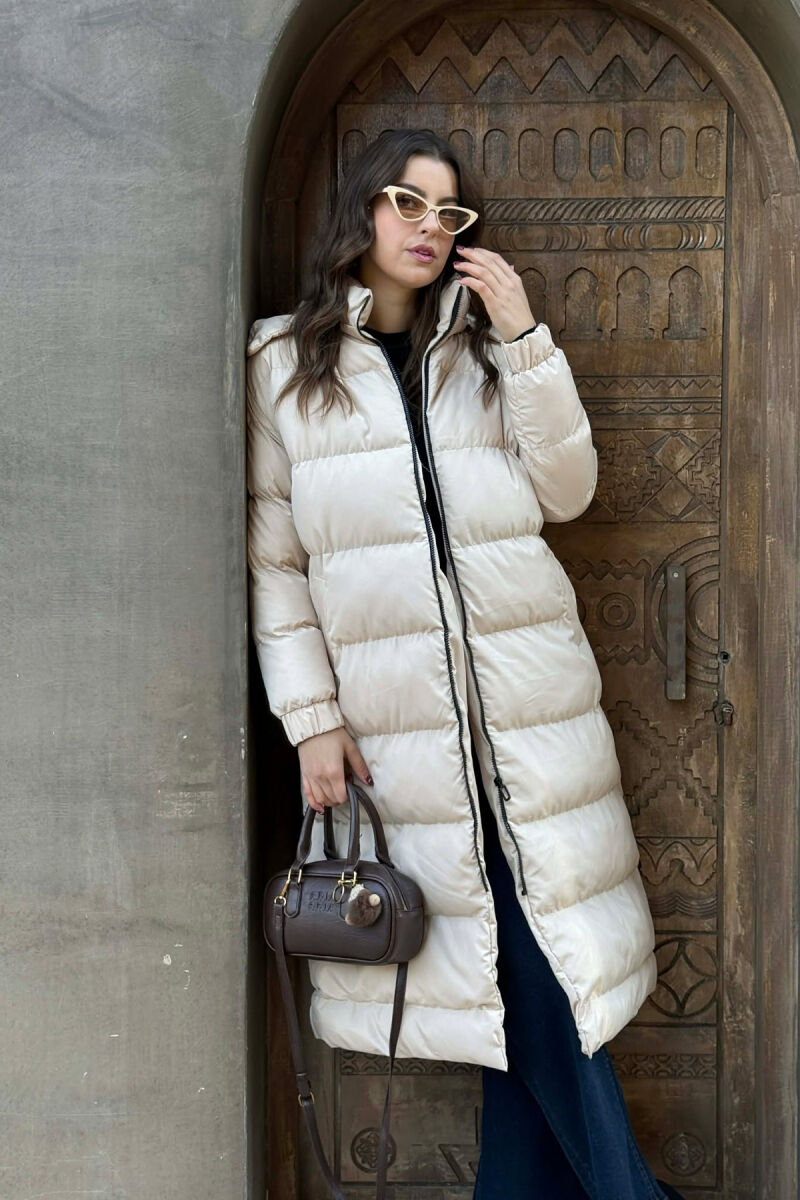 LONG WOMEN PUFFER JACKET BEIGE/BEZHE - 2