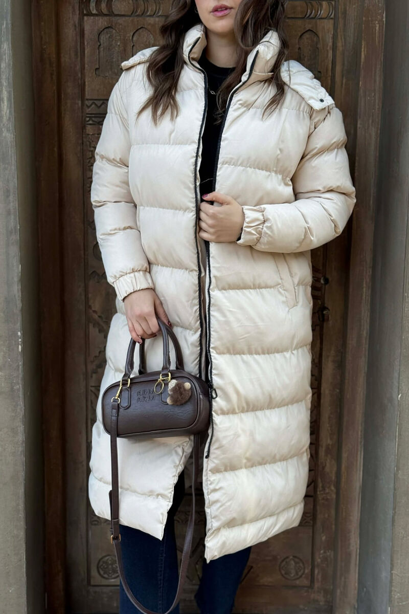 LONG WOMEN PUFFER JACKET BEIGE/BEZHE - 4