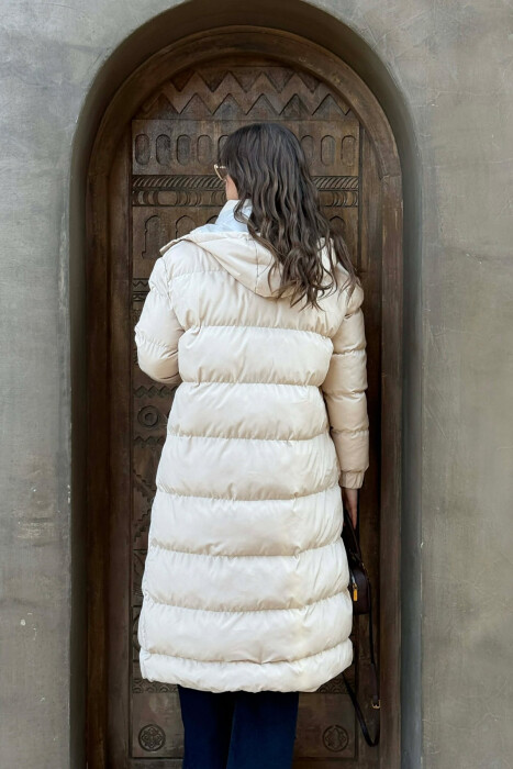 LONG WOMEN PUFFER JACKET BEIGE/BEZHE - 5