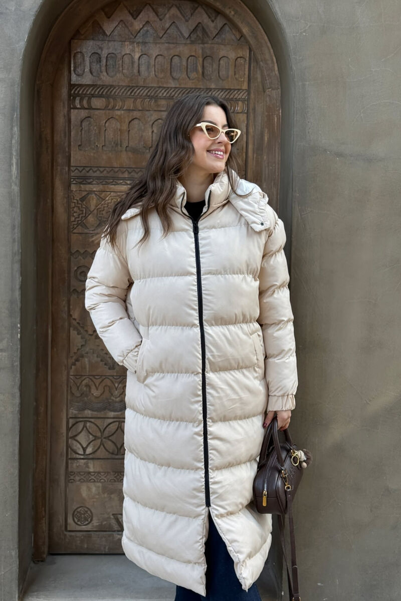 LONG WOMEN PUFFER JACKET BEIGE/BEZHE - 6