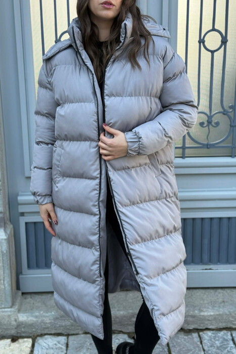 LONG WOMEN PUFFER JACKET GREY/GRI - 3