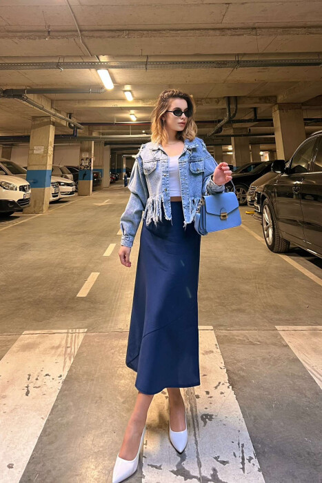 LONG WOMEN SKIRT IN BLUE COLOR - 1