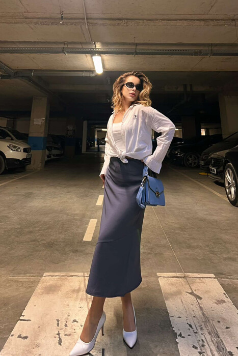 LONG WOMEN SKIRT IN GREY COLOR - 1