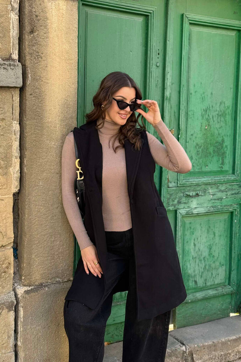 LONG WOMEN VEST IN BLACK COLOR - 2