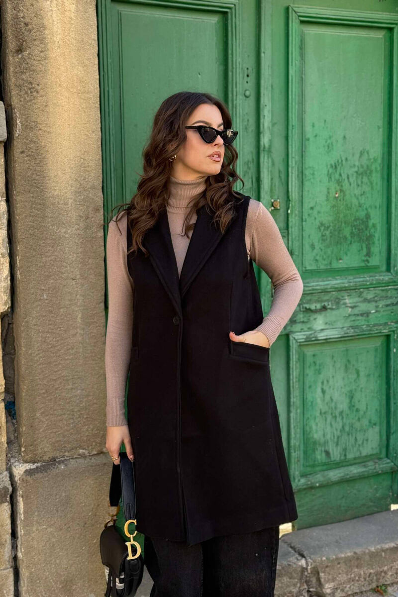 LONG WOMEN VEST IN BLACK COLOR - 3