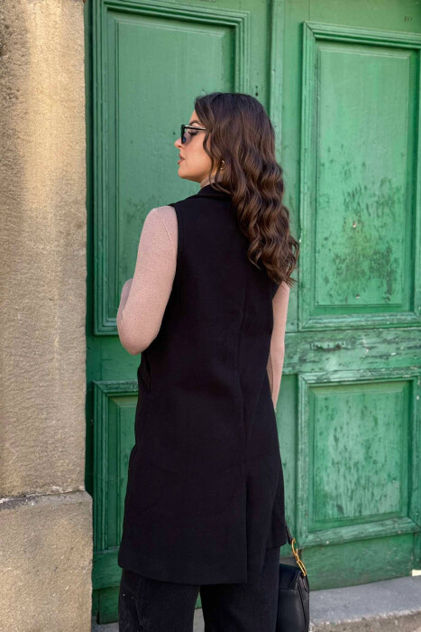 LONG WOMEN VEST IN BLACK COLOR - 4