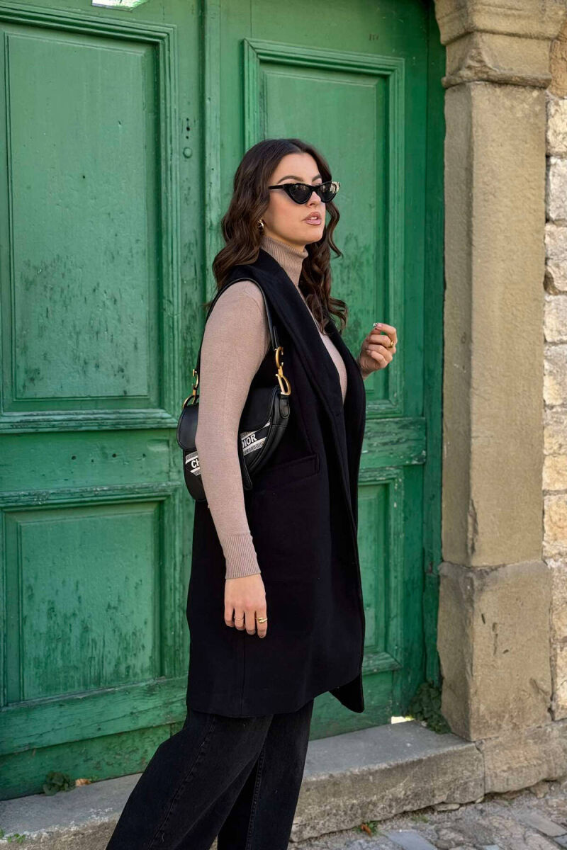 LONG WOMEN VEST IN BLACK COLOR - 5