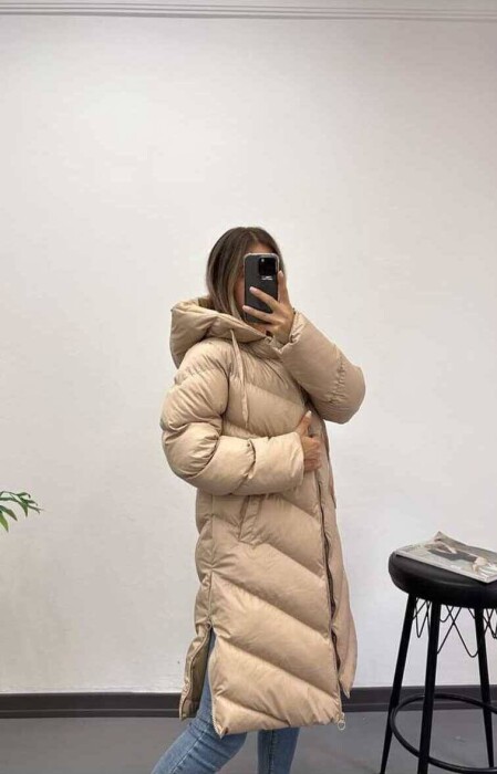 LONG ZIPPER SIDE WOMAN PUFFER JACKET BEIGE/BEZHE - 2