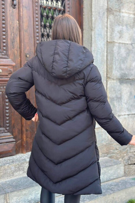 LONG ZIPPER SIDE WOMAN PUFFER JACKET BLACK/ E ZEZE - 6