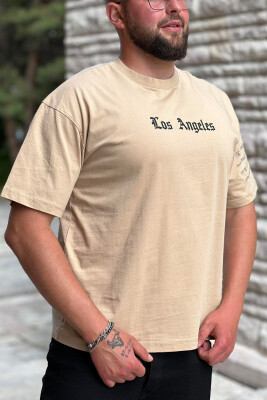 LOS ANGELES WRITTING MEN T-SHIRT BEIGE/BEZHE 