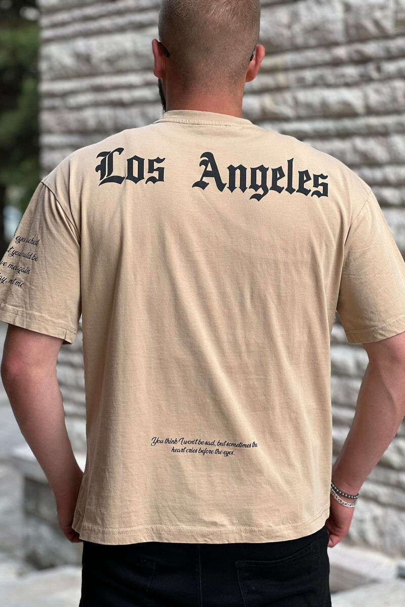 LOS ANGELES WRITTING MEN T-SHIRT BEIGE/BEZHE - 2