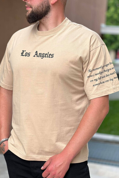 LOS ANGELES WRITTING MEN T-SHIRT BEIGE/BEZHE - 3