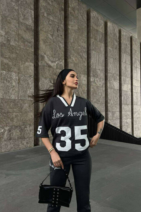 LOS ANGELES WRITTING ONE COLOR WOMAN SET DARK GREY/GEE - 3