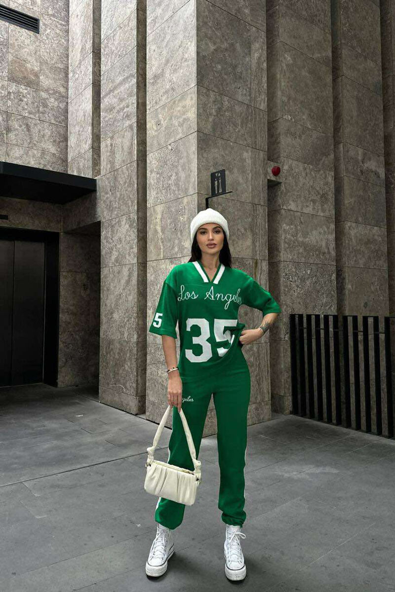 LOS ANGELES WRITTING ONE COLOR WOMAN SET GREEN/JESHILE - 1