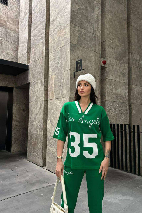 LOS ANGELES WRITTING ONE COLOR WOMAN SET GREEN/JESHILE - 4