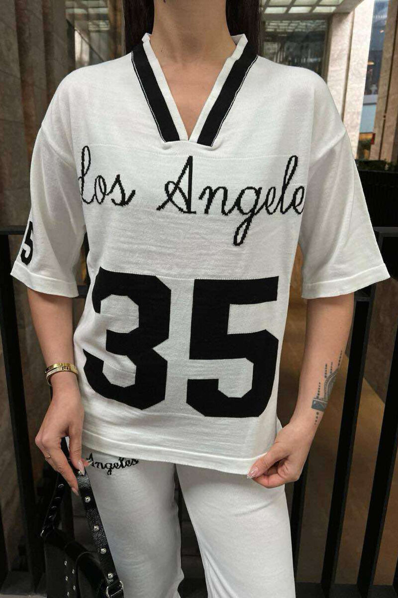 LOS ANGELES WRITTING ONE COLOR WOMAN SET WHITE-E BARDHE - 5