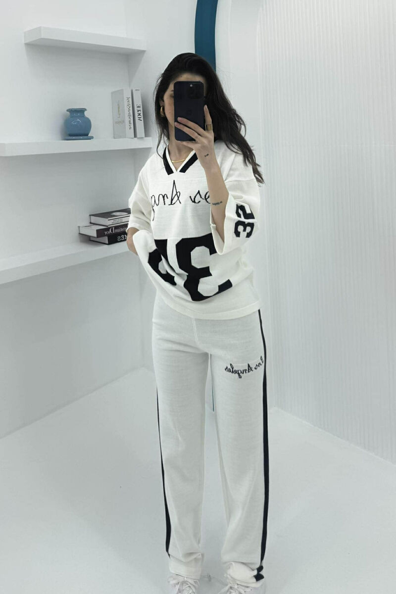 LOS ANGELES WRITTING ONE COLOR WOMAN SET WHITE-E BARDHE - 1