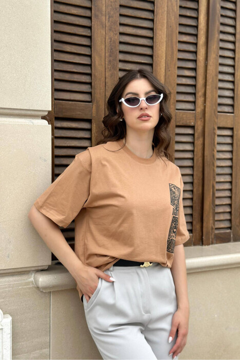 MAORI DESIGN WOMEN T-SHIRT BROWN/KAFE 