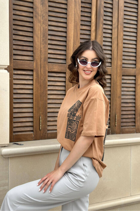 MAORI DESIGN WOMEN T-SHIRT BROWN/KAFE - 2