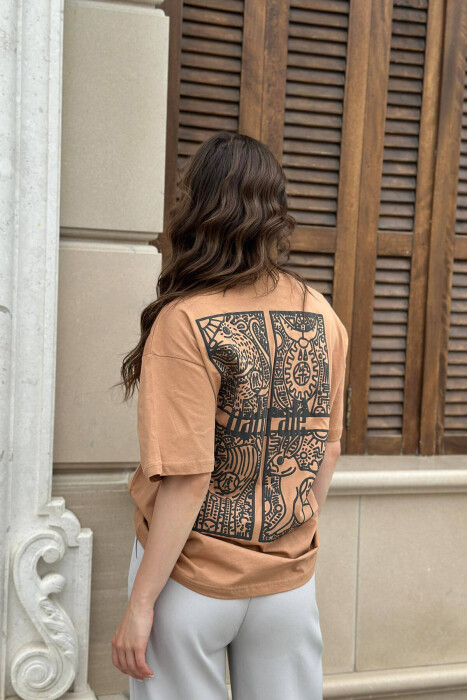 MAORI DESIGN WOMEN T-SHIRT BROWN/KAFE - 3