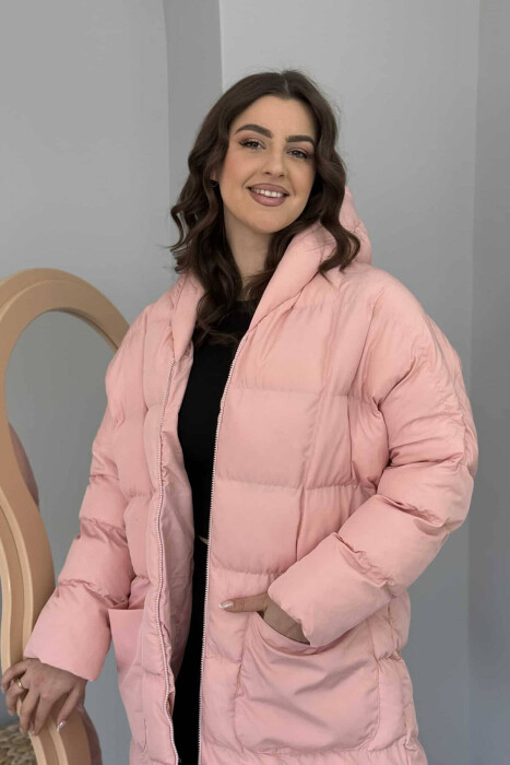 MEDIUM LENGTH WOMAN PUFFER JACKET BABY PINK/ROZB - 2