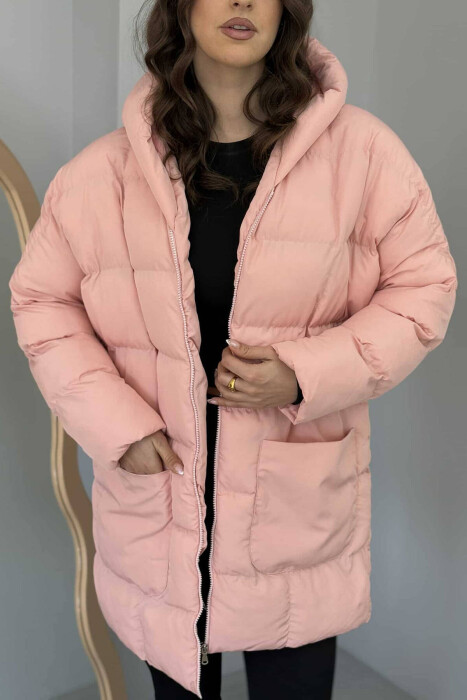 MEDIUM LENGTH WOMAN PUFFER JACKET BABY PINK/ROZB - 3