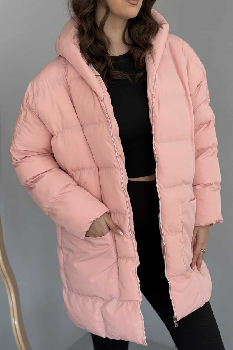 MEDIUM LENGTH WOMAN PUFFER JACKET BABY PINK/ROZB - 5