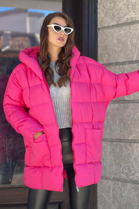 MEDIUM LENGTH WOMAN PUFFER JACKET FUCHSIA/CIKLAMI - 4