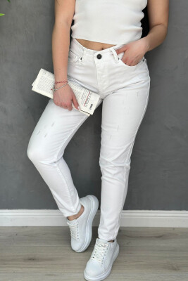 MID RISE ONE COLOR WOMAN DENIM JEANS WHITE-E BARDHE 