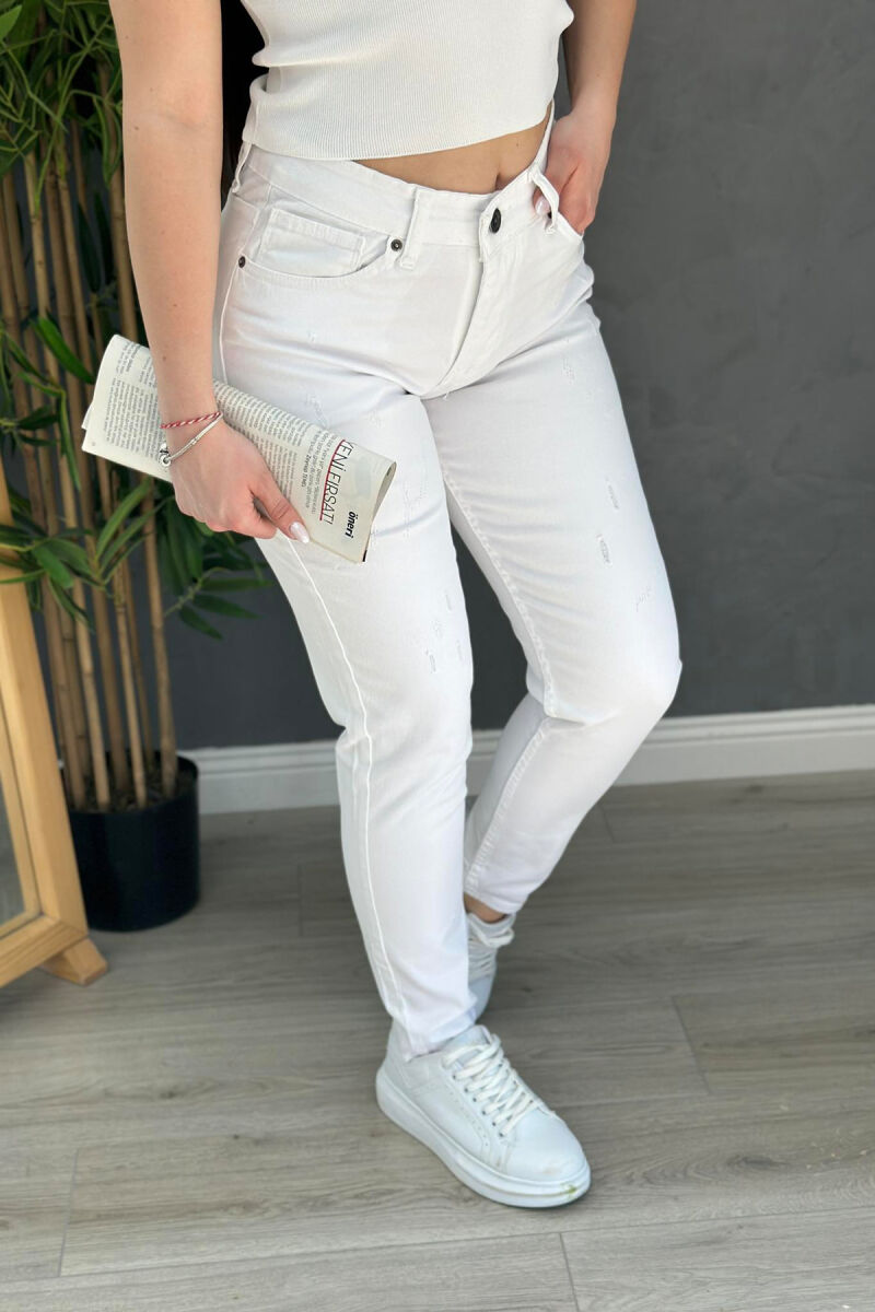 MID RISE ONE COLOR WOMAN DENIM JEANS WHITE-E BARDHE - 3