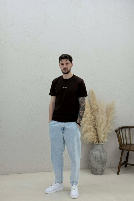 MILANO FRONT WRITTING MEN T-SHIRT DARK BROWN/KAE - 2