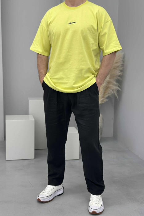 T-SHIRT I THJESHTË ME SHKRIME PËR MESHKUJ NË NGJYRËN NEON 