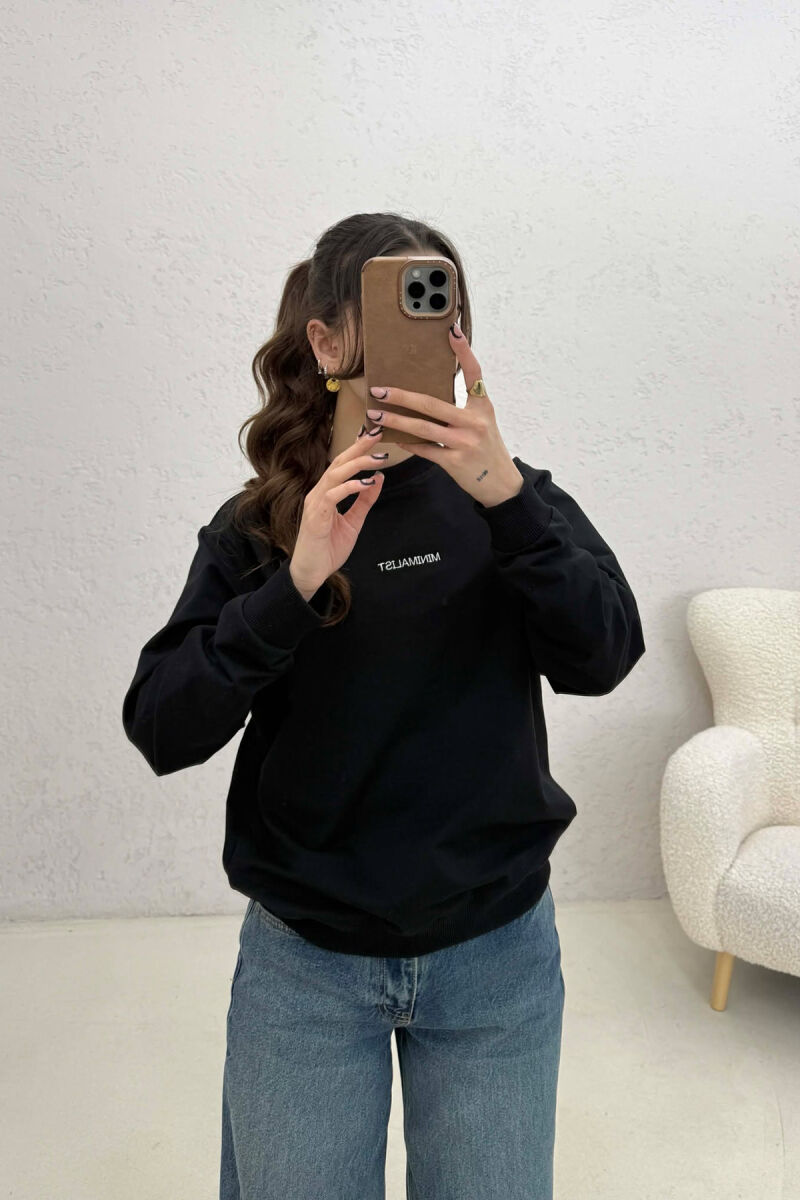 MINIMALIST FRONT WRITTINGS WOMAN SWEATSHIRT BLACK/ E ZEZE - 1