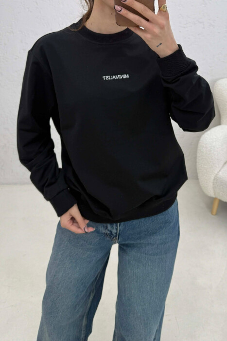 MINIMALIST FRONT WRITTINGS WOMAN SWEATSHIRT BLACK/ E ZEZE - 2
