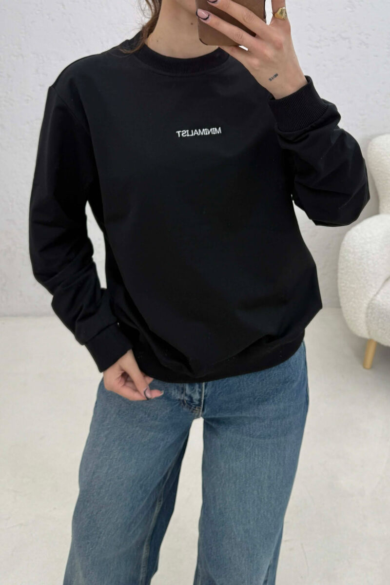 MINIMALIST FRONT WRITTINGS WOMAN SWEATSHIRT BLACK/ E ZEZE - 2