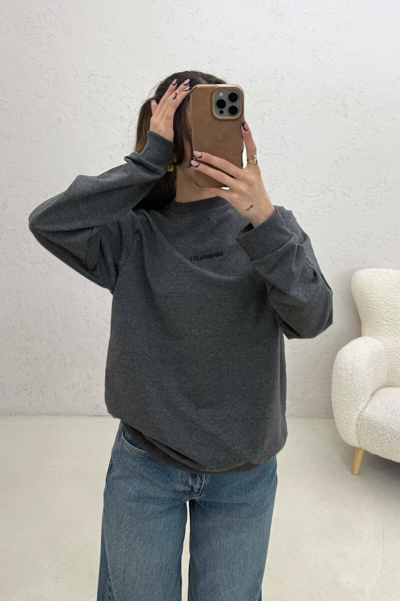 MINIMALIST FRONT WRITTINGS WOMAN SWEATSHIRT DARK GREY/GEE - 1