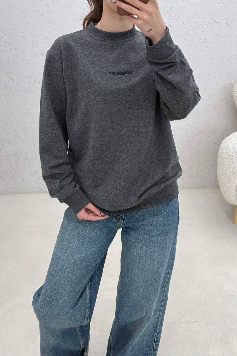 MINIMALIST FRONT WRITTINGS WOMAN SWEATSHIRT DARK GREY/GEE - 2