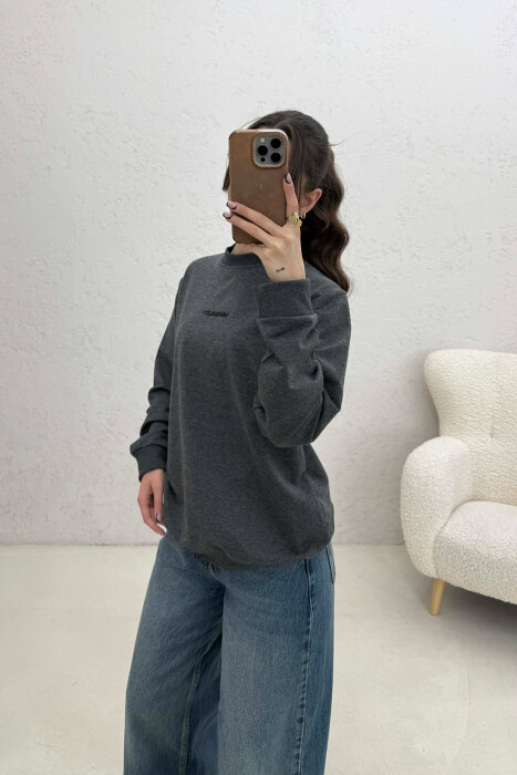 MINIMALIST FRONT WRITTINGS WOMAN SWEATSHIRT DARK GREY/GEE - 3
