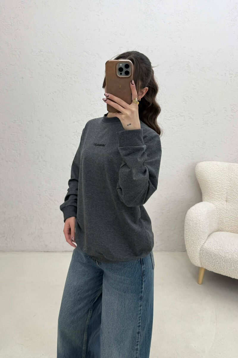 MINIMALIST FRONT WRITTINGS WOMAN SWEATSHIRT DARK GREY/GEE - 3