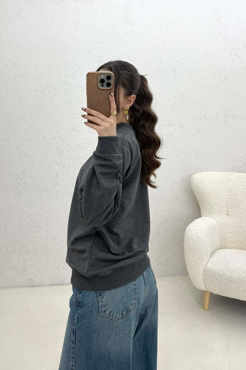 MINIMALIST FRONT WRITTINGS WOMAN SWEATSHIRT DARK GREY/GEE - 4