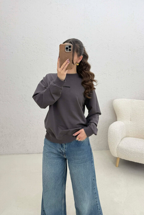 BLUZE ME SHKRIM PARA PER FEMRA NE NGJYRE GRI HIRI - KLAUDIO FASHION