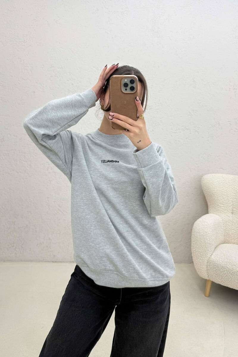 MINIMALIST FRONT WRITTINGS WOMAN SWEATSHIRT LIGHT GREY/GZ - 1
