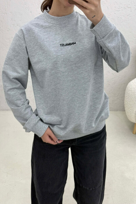 MINIMALIST FRONT WRITTINGS WOMAN SWEATSHIRT LIGHT GREY/GZ - 3