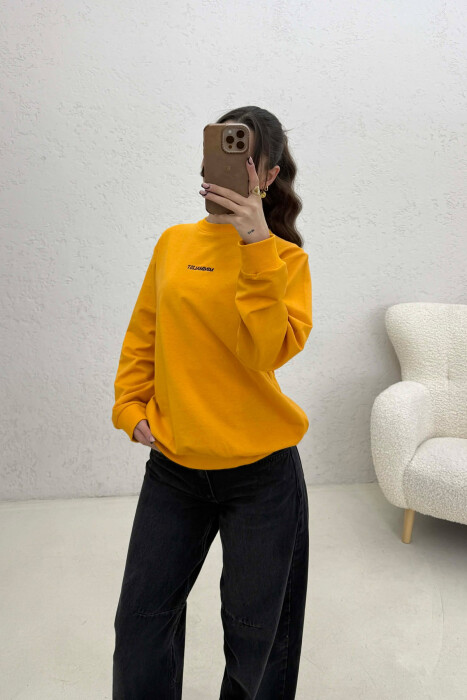 MINIMALIST FRONT WRITTINGS WOMAN SWEATSHIRT MUSTARD/MUSTARDE - 1
