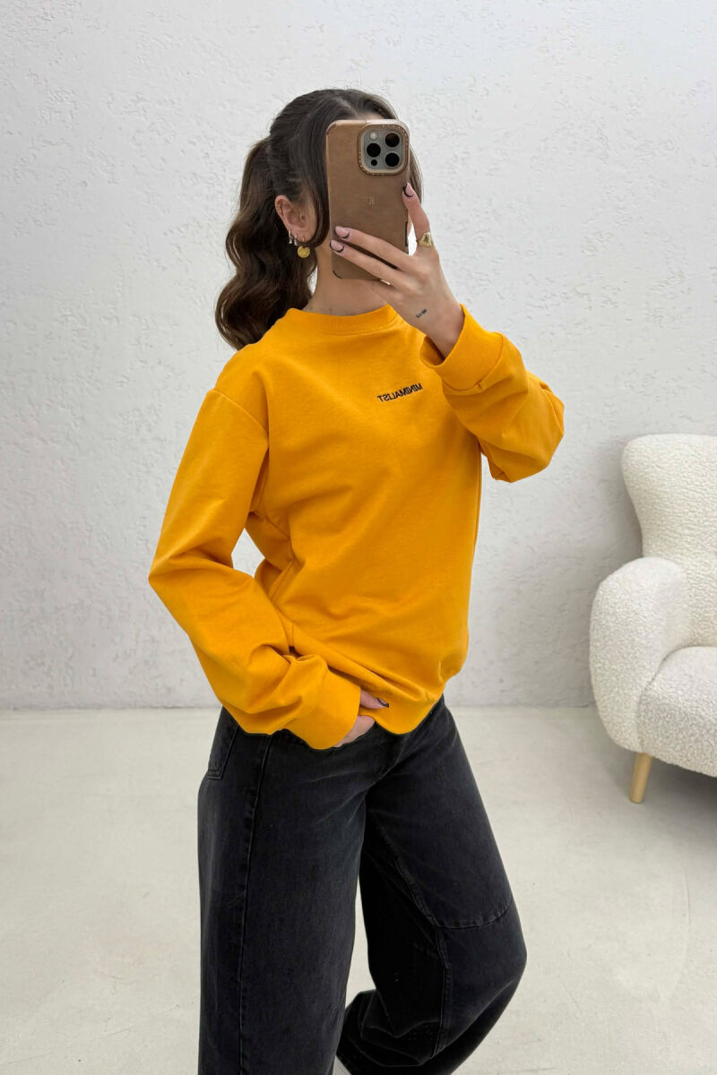 MINIMALIST FRONT WRITTINGS WOMAN SWEATSHIRT MUSTARD/MUSTARDE - 2